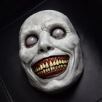 Full Head Latex Mask with Oversized Grinning Face and White Eyes for Halloween All Vera Mart