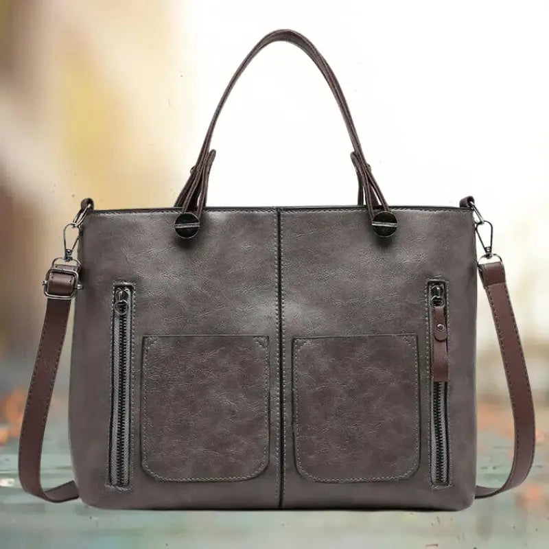 Leather Crossbody Bag with Adjustable Strap and Multiple Interior Pockets, Removable Pouch All Vera Mart