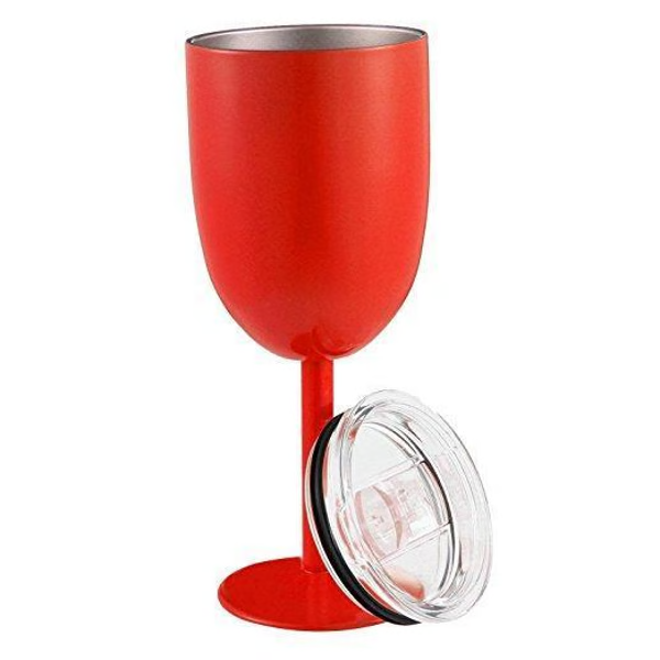 Double Wall Stainless Steel Wine Cup with Leak Resistant Lid and Condensation Blocking All Vera Mart