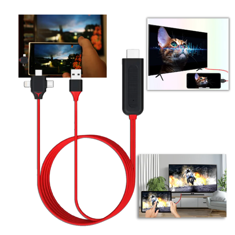 Mobile HDMI Adapter with Triple Device Connectors and USB Charging Port All Vera Mart