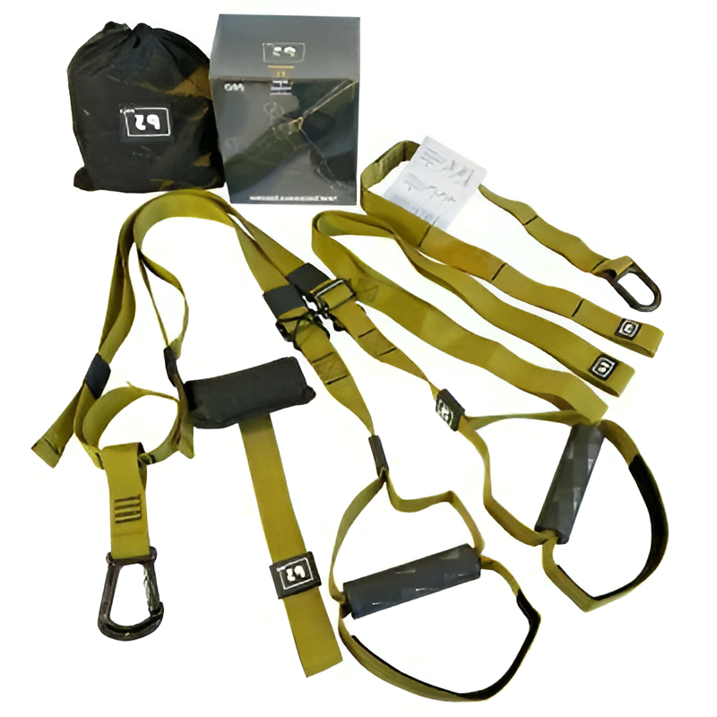 Adjustable Suspension Trainer with Rotating Athletic Rings and Door Anchor, Portable Mesh Bag All Vera Mart