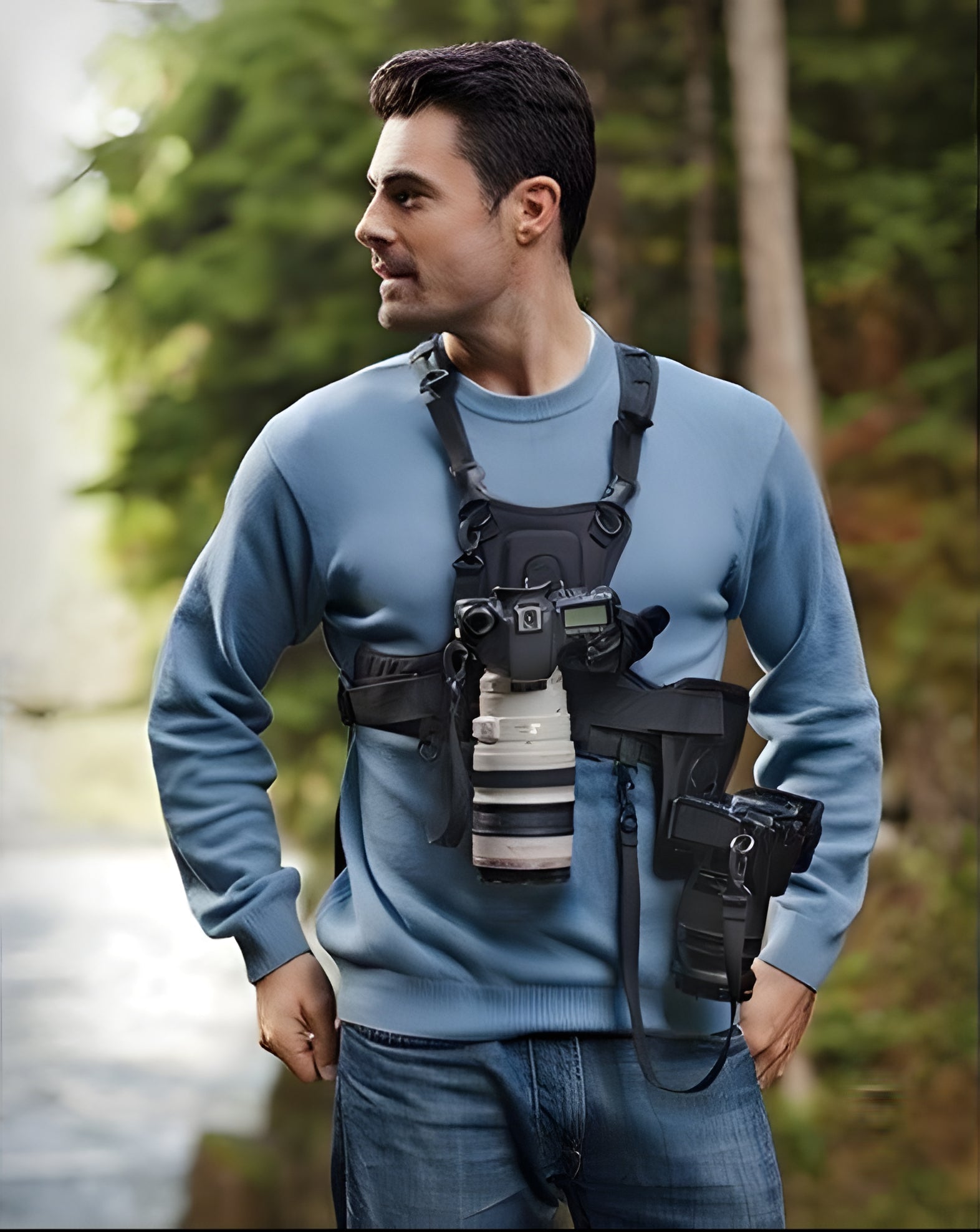 Chest Harness for Two Cameras with Aluminum Mounts and Safety Tethers All Vera Mart
