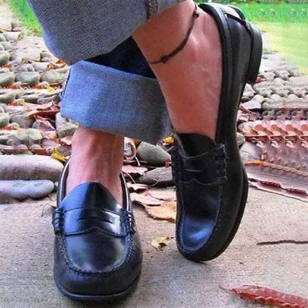 Women's Slip-On Loafers with Low Heel and Cushioned Insole, Synthetic Leather All Vera Mart
