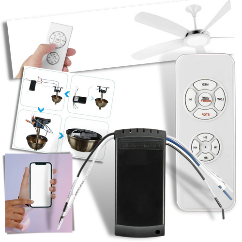 Ceiling Fan and Light Remote Control with 65 Foot Range and Dual Speed Settings All Vera Mart