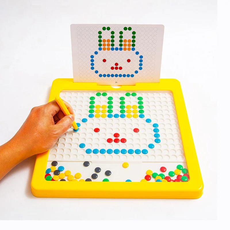 Magnetic Drawing Pad with Sealed Beads and Magnetic Pen for Kids, 20 Pattern Cards All Vera Mart