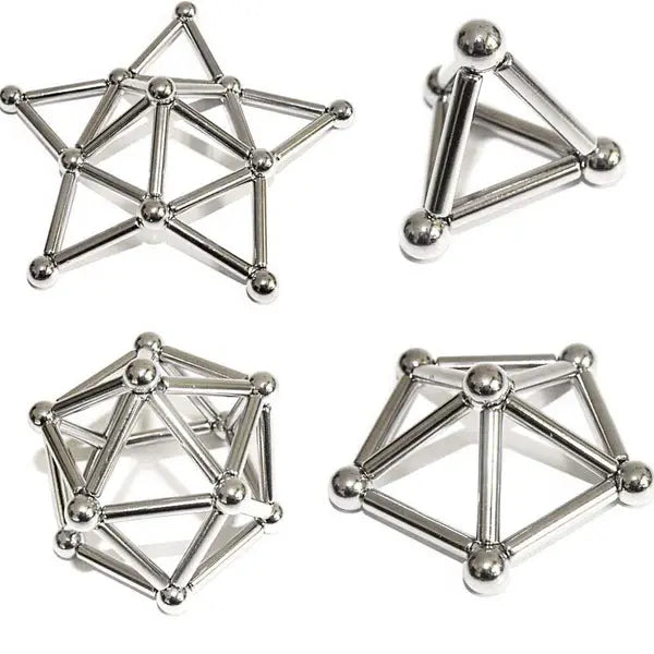 Magnetic Building Set with Steel Balls and Magnetic Rods, Tin Storage Box All Vera Mart