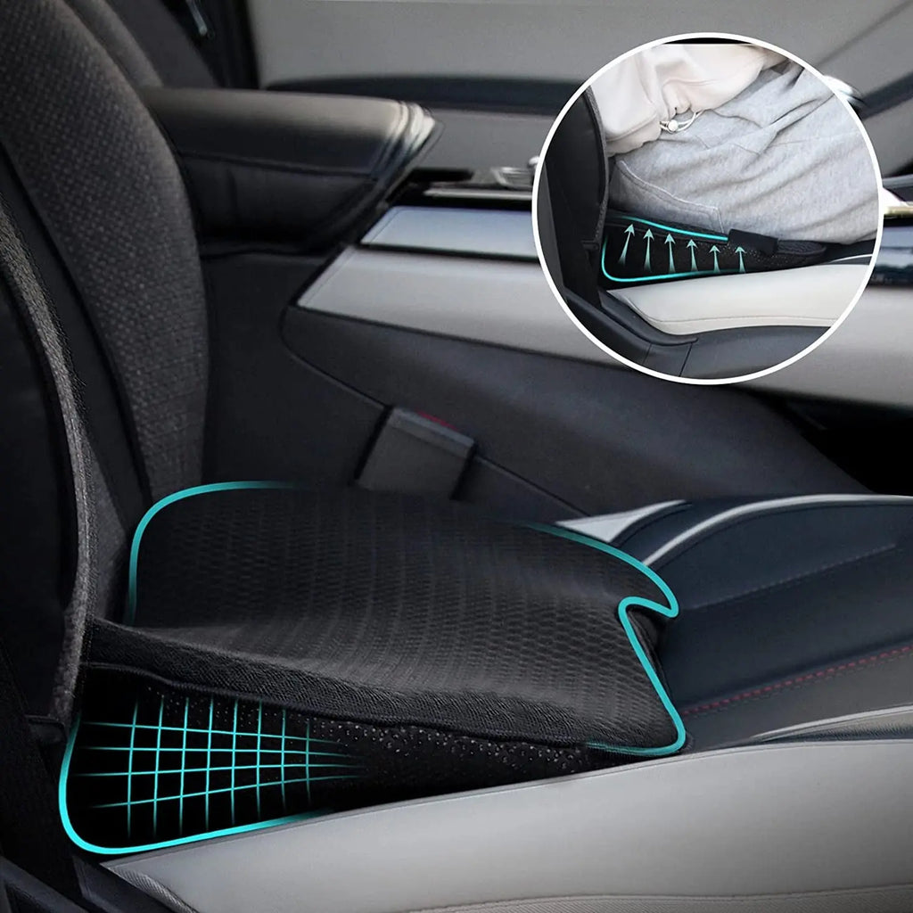 Car Seat Cushion with Memory Foam Lift and Contoured Support, Breathable Removable Cover All Vera Mart