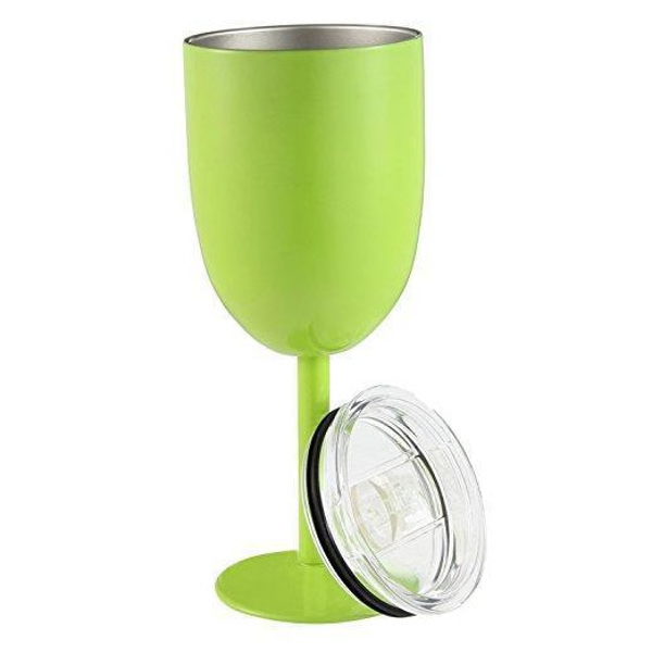 Double Wall Stainless Steel Wine Cup with Leak Resistant Lid and Condensation Blocking All Vera Mart