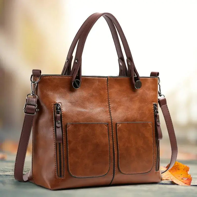Leather Crossbody Bag with Adjustable Strap and Multiple Interior Pockets, Removable Pouch All Vera Mart