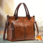 Leather Crossbody Bag with Adjustable Strap and Multiple Interior Pockets, Removable Pouch All Vera Mart