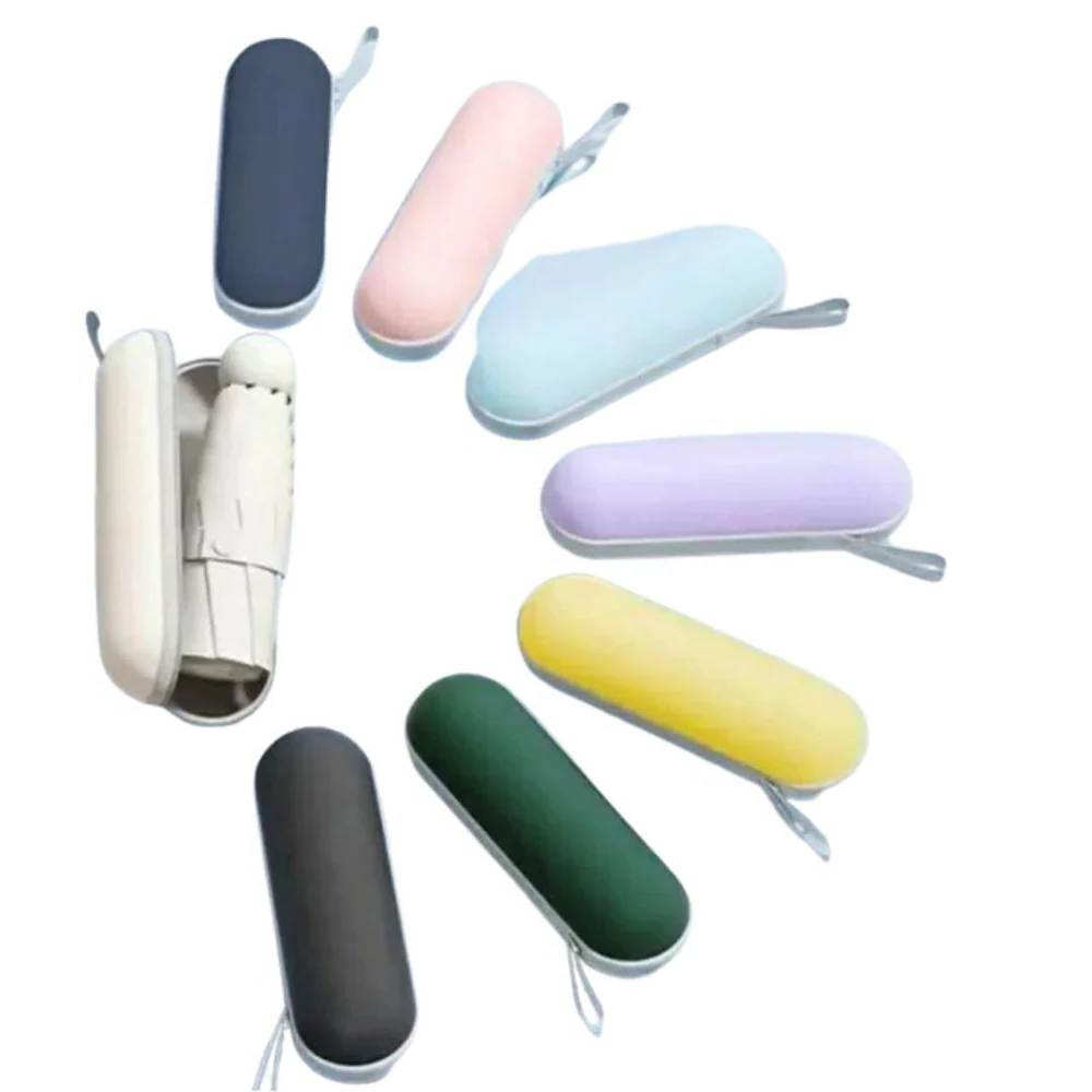 Automatic Travel Umbrella with Six-Rib Frame and Telescoping Handle, Five-Fold Compact Design All Vera Mart