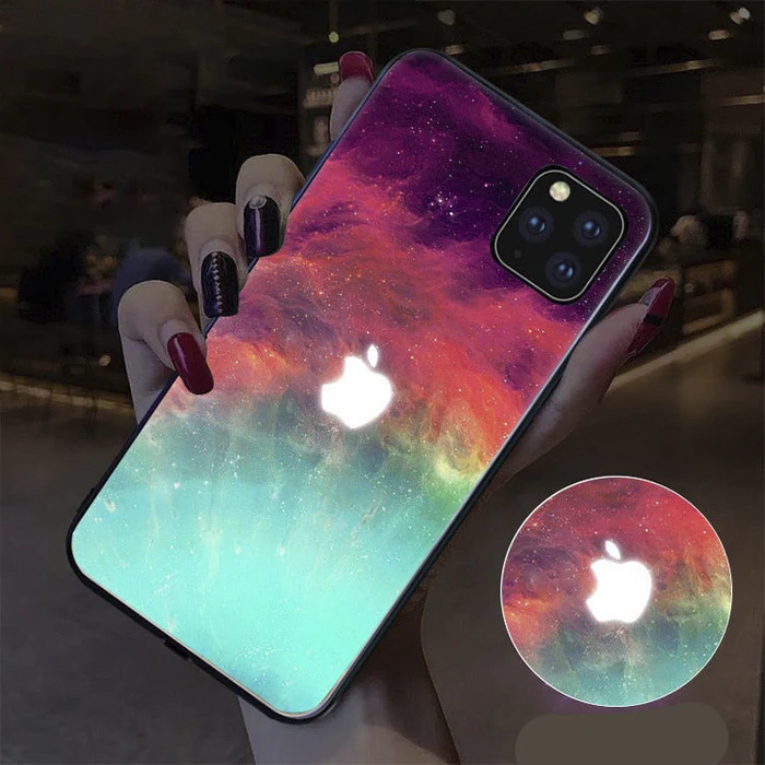 Color Changing LED Phone Case with 7-Color Notification Lights and Tempered Glass Back All Vera Mart