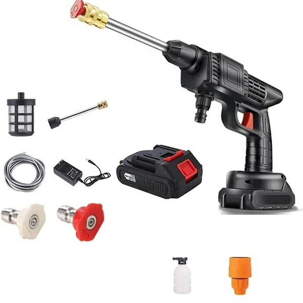 Rechargeable Water Spray Gun with 22 Bar Pressure and Dual Nozzles for Cars All Vera Mart