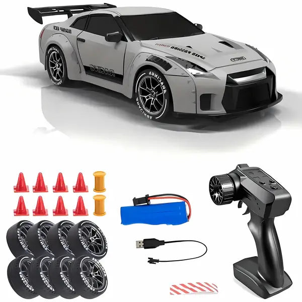 RC Drift Car with Four-Wheel Drive and LED Lights, Rechargeable Battery Included All Vera Mart