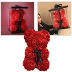 Foam Rose Teddy Bear with Ribbon Accent, 9.8 Inches Tall All Vera Mart