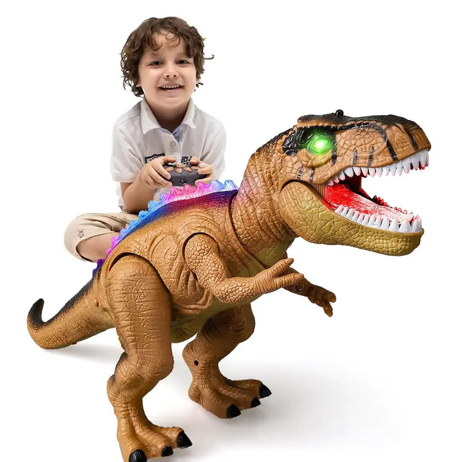 Remote Control Dinosaur Toy with Walking Roar Action and Multicolor LEDs, T-Rex 17 Inch All Vera Mart