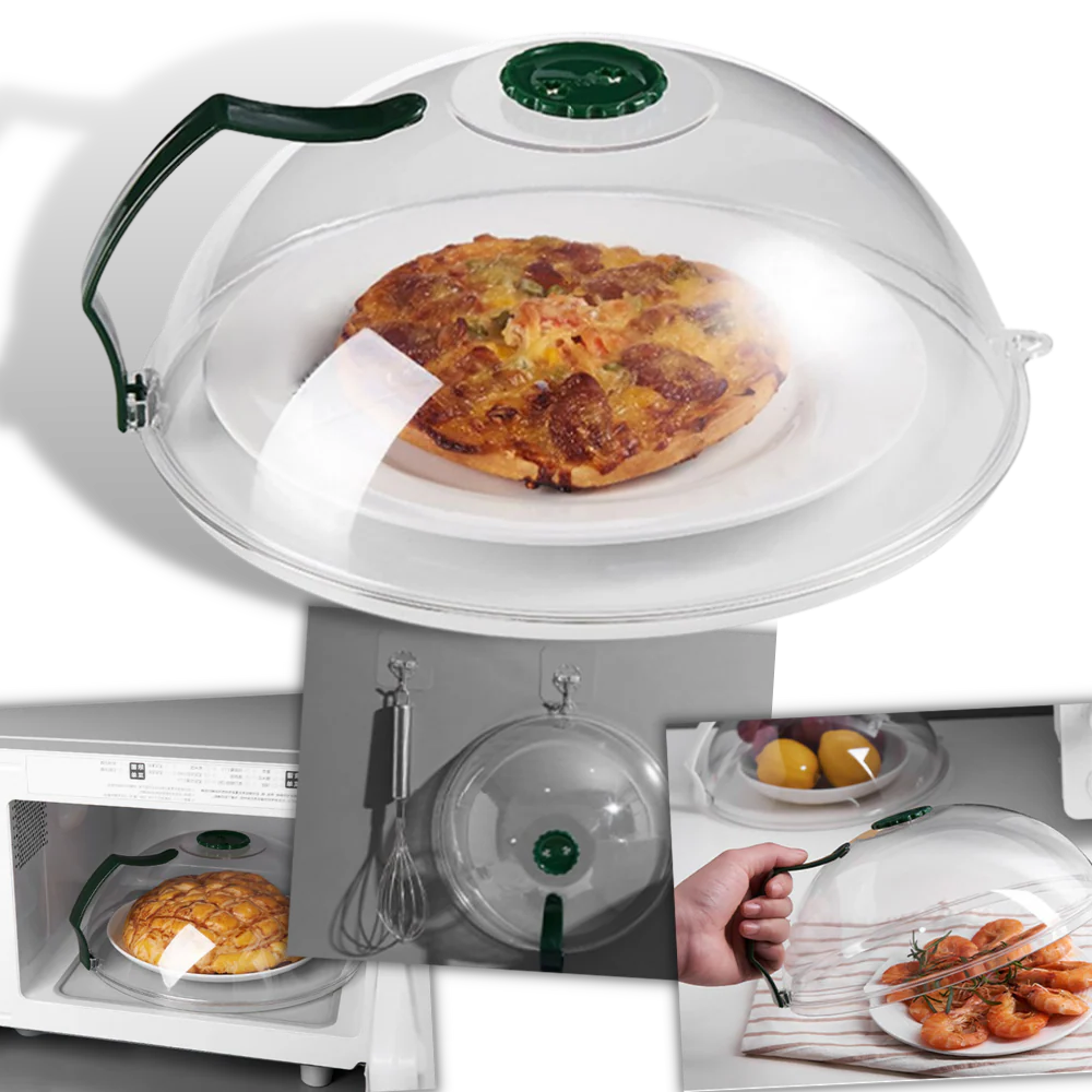 Microwave Splatter Guard with Steam Vent and Clear Dome for 10.3in Plates All Vera Mart