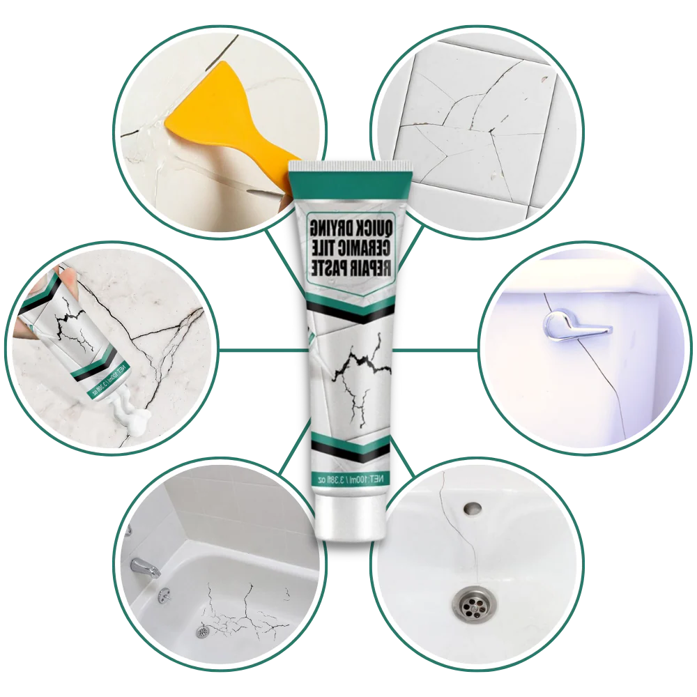 Ceramic Tile Repair Paste with Scraper Tool and Sandpaper, Waterproof Formula All Vera Mart