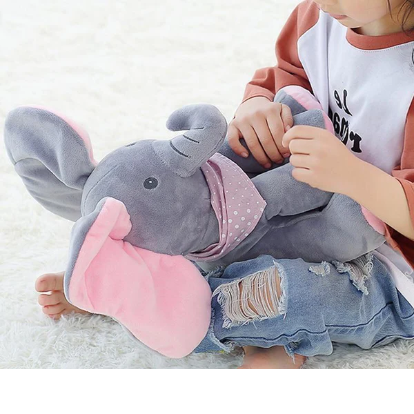 Interactive Singing Elephant Plush Toy with Peek-a-boo Ear Flapping and Built-in Song All Vera Mart