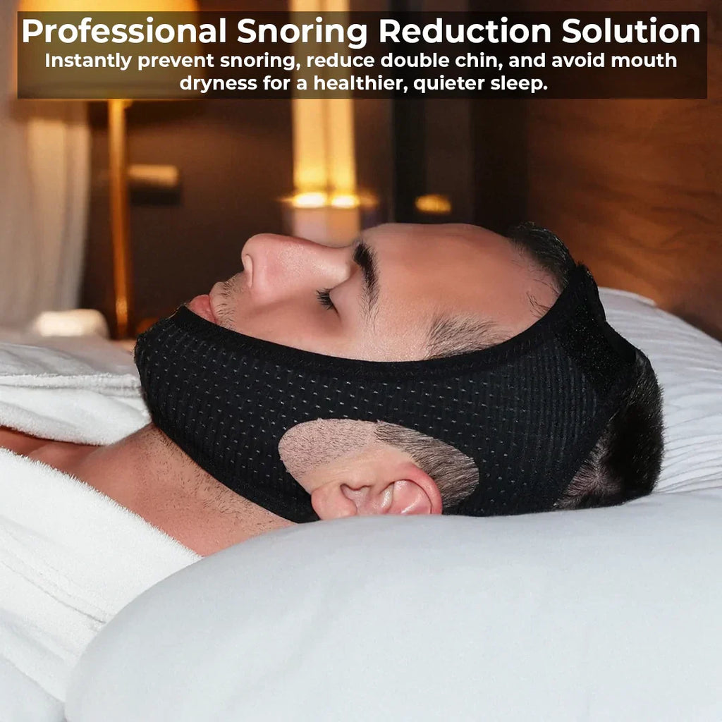 Anti Snoring Chin Strap with Adjustable Hook and Loop Closure, Breathable Stretchy Fabric All Vera Mart