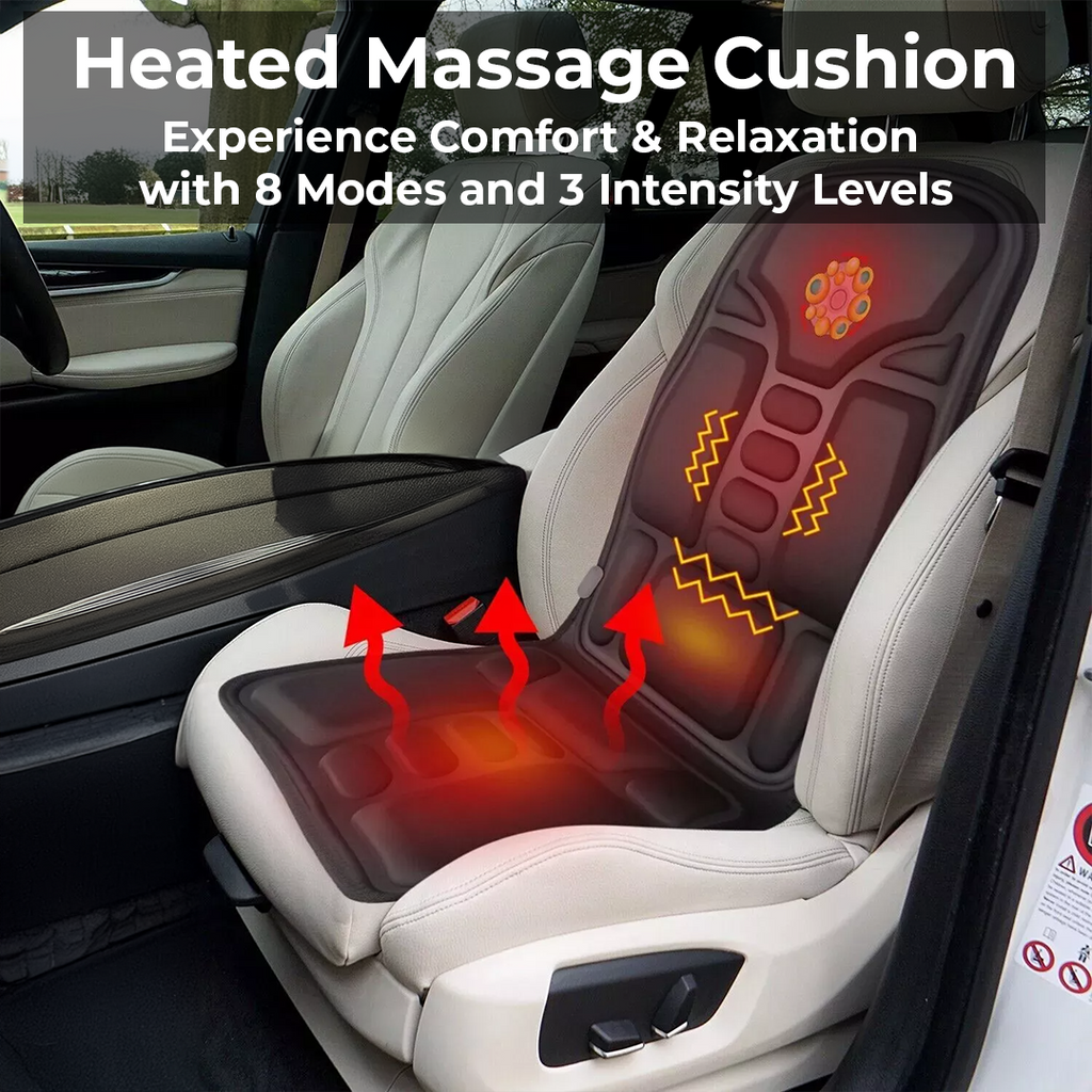 Back and Thigh Massage Cushion with Heat Control and Remote, 8 Vibration Nodes All Vera Mart