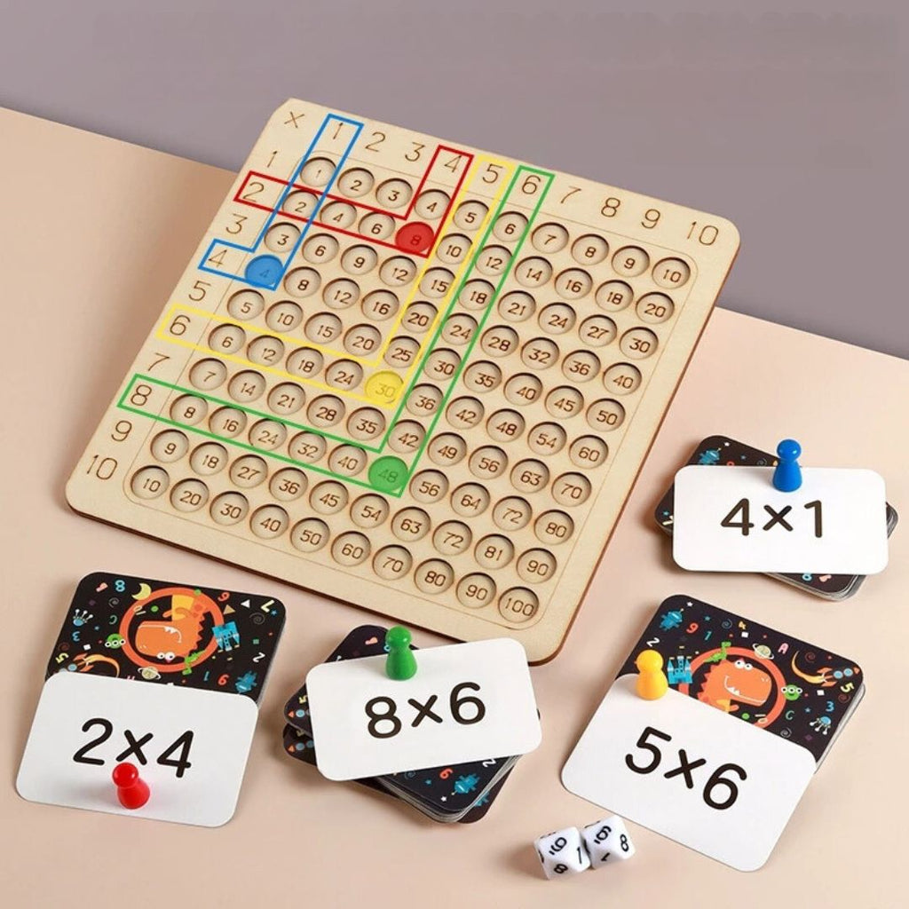 Wooden Math Learning Game with Number Chips and Addition Multiplication Practice All Vera Mart