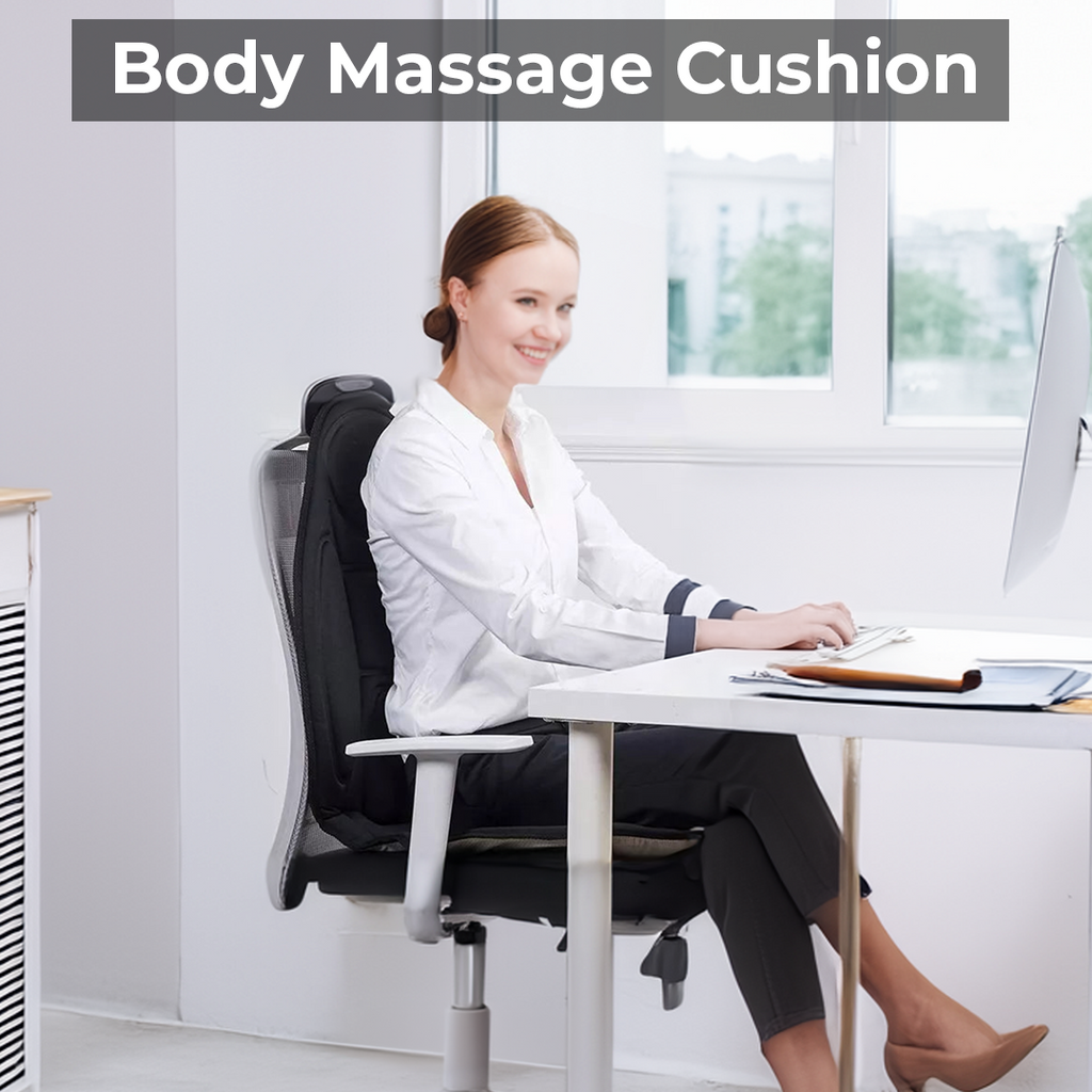 Back and Thigh Massage Cushion with Heat Control and Remote, 8 Vibration Nodes All Vera Mart