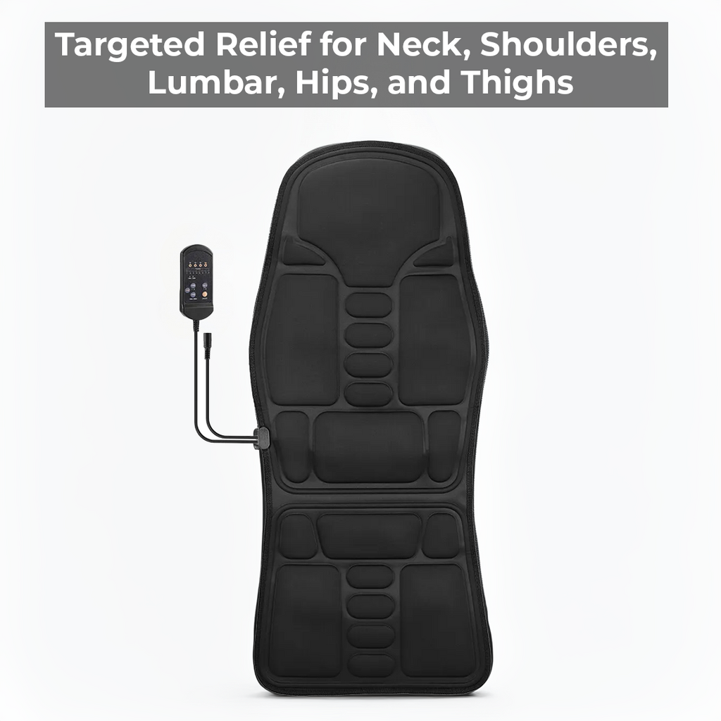 Back and Thigh Massage Cushion with Heat Control and Remote, 8 Vibration Nodes All Vera Mart