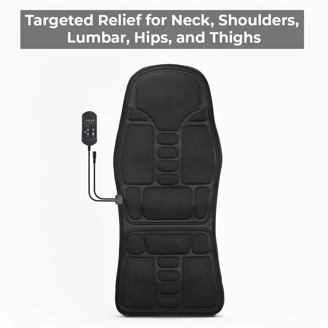 Back and Thigh Massage Cushion with Heat Control and Remote, 8 Vibration Nodes All Vera Mart