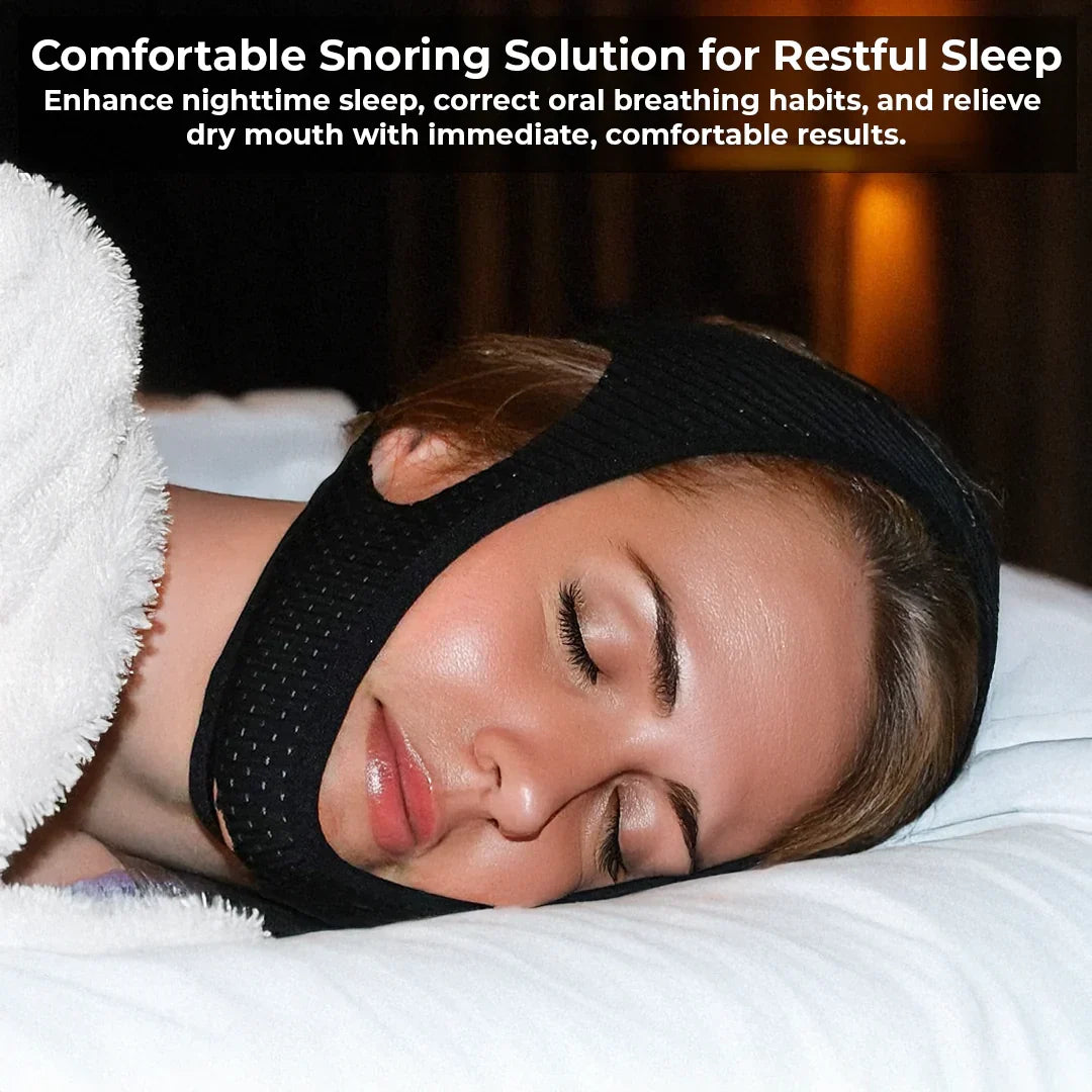 Anti Snoring Chin Strap with Adjustable Hook and Loop Closure, Breathable Stretchy Fabric All Vera Mart