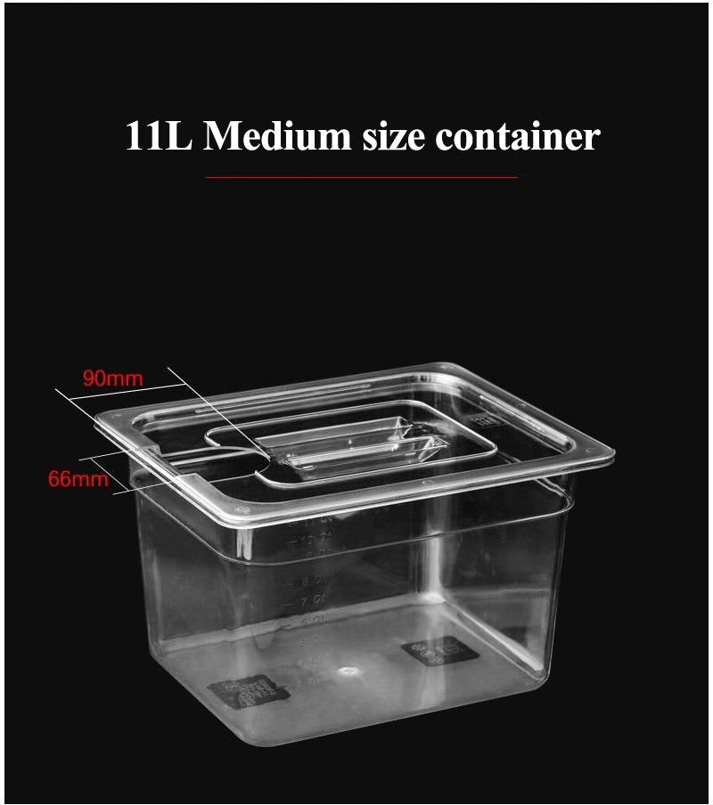 Polycarbonate Sous Vide Container with Fitted Lid and Internal Measurement Marks, 6L and 11L Options All Vera Mart