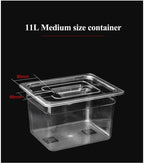 Polycarbonate Sous Vide Container with Fitted Lid and Internal Measurement Marks, 6L and 11L Options All Vera Mart