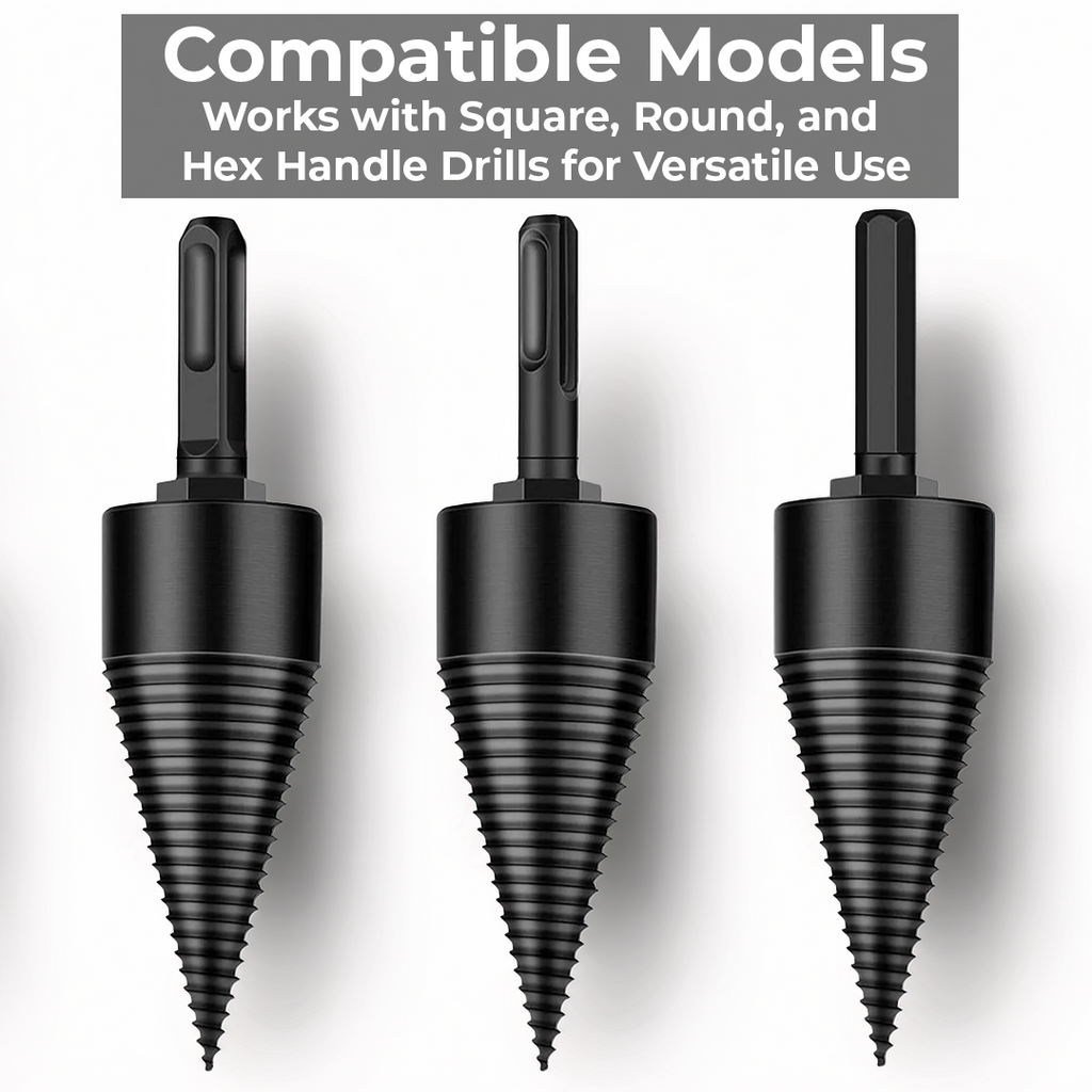Firewood Splitter Drill Bit with High Carbon Steel and Three Interchangeable Shanks All Vera Mart