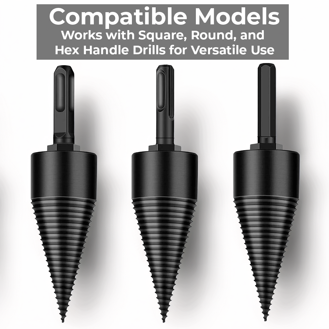 Firewood Splitter Drill Bit with High Carbon Steel and Three Interchangeable Shanks All Vera Mart