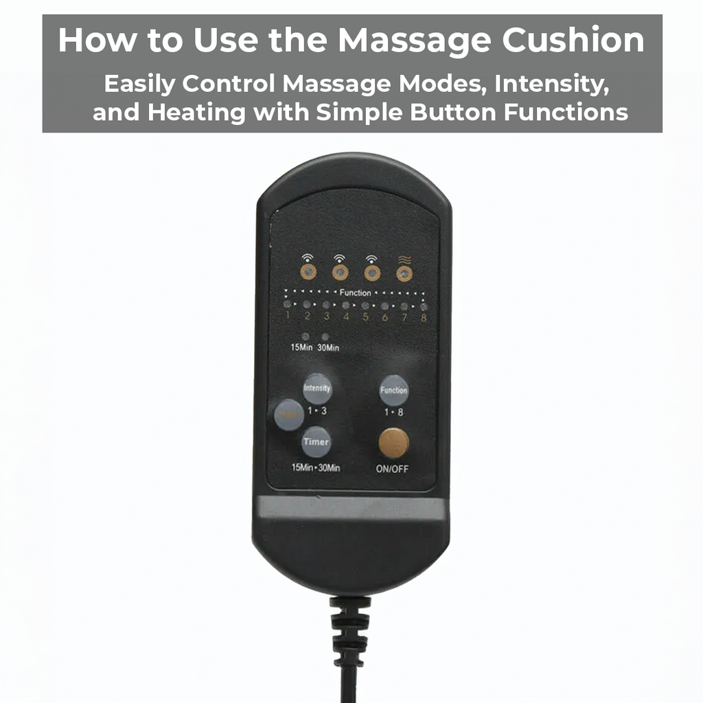 Back and Thigh Massage Cushion with Heat Control and Remote, 8 Vibration Nodes All Vera Mart