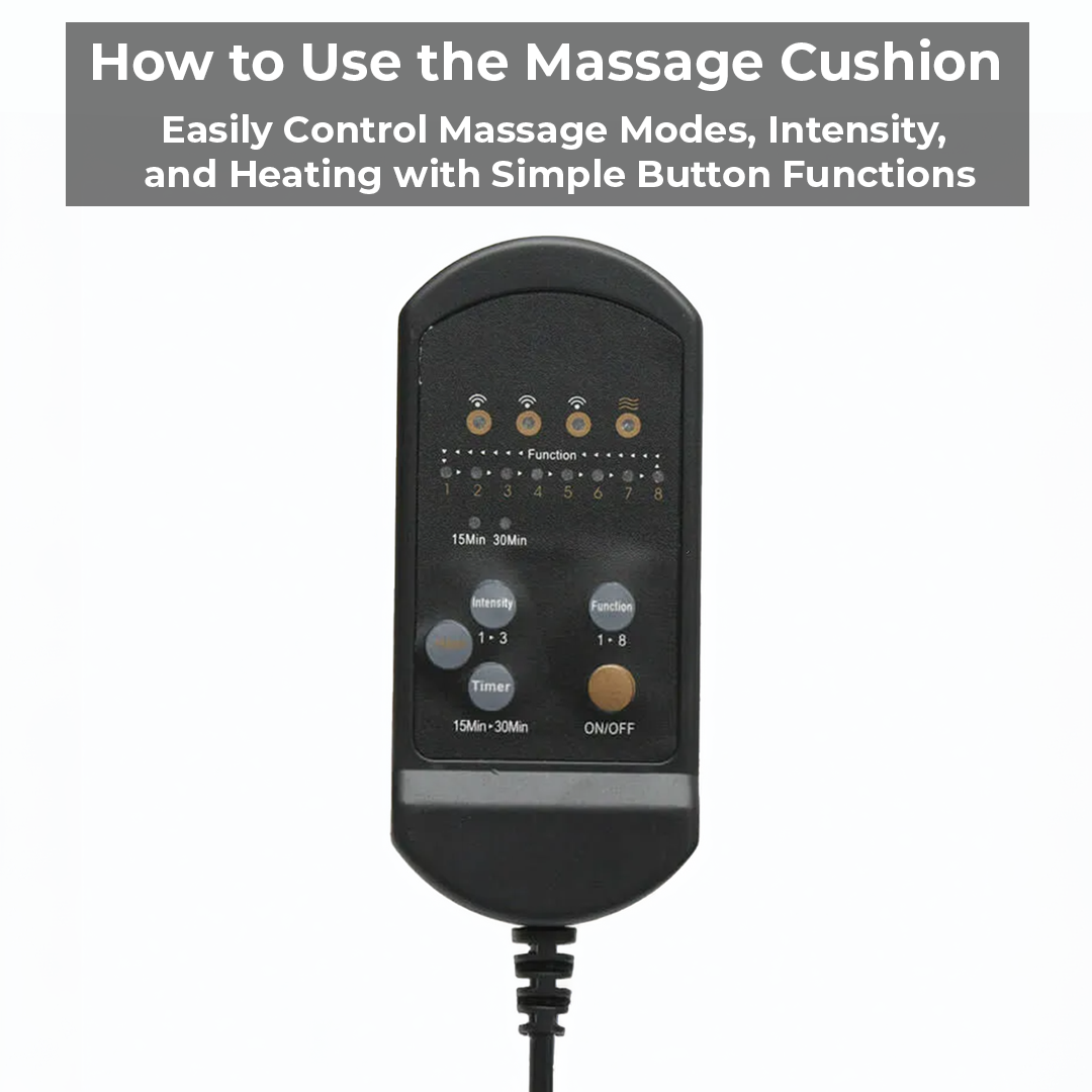 Back and Thigh Massage Cushion with Heat Control and Remote, 8 Vibration Nodes All Vera Mart