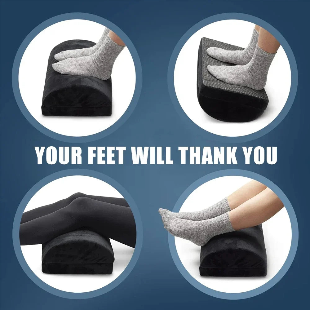 Memory Foam Foot Cushion with Velvet Cover and Non Slip Base for Desk Support All Vera Mart