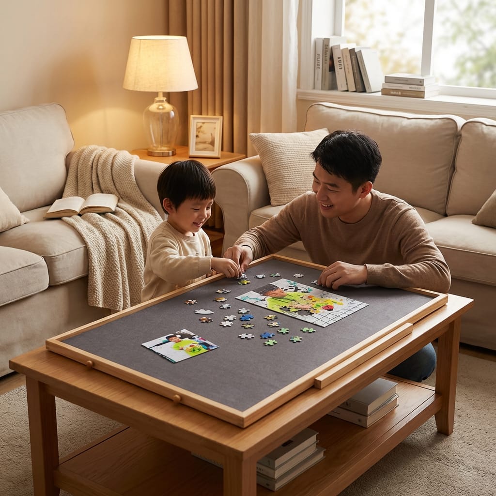 Puzzle Table Organizer with Four Drawer Storage and Extra Work Board for 1500 Pieces All Vera Mart