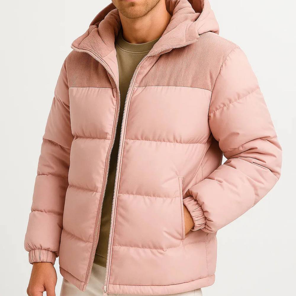 Puffer Jacket for Men with Adjustable Hood and Wind Resistant Shell All Vera Mart