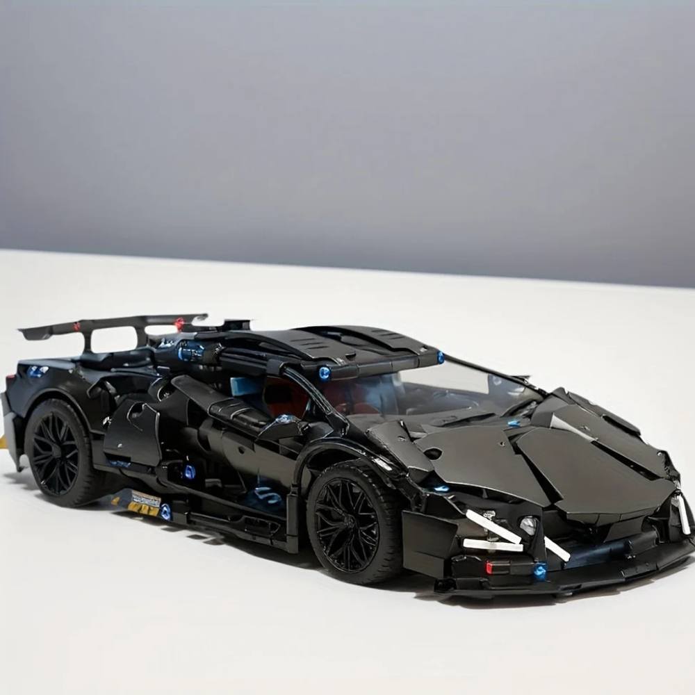 Detailed Sports Car Building Block Set with Working Headlights and Opening Doors, 1288 Pieces All Vera Mart