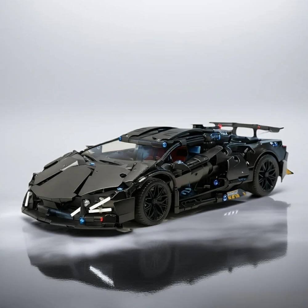 Detailed Sports Car Building Block Set with Working Headlights and Opening Doors, 1288 Pieces All Vera Mart