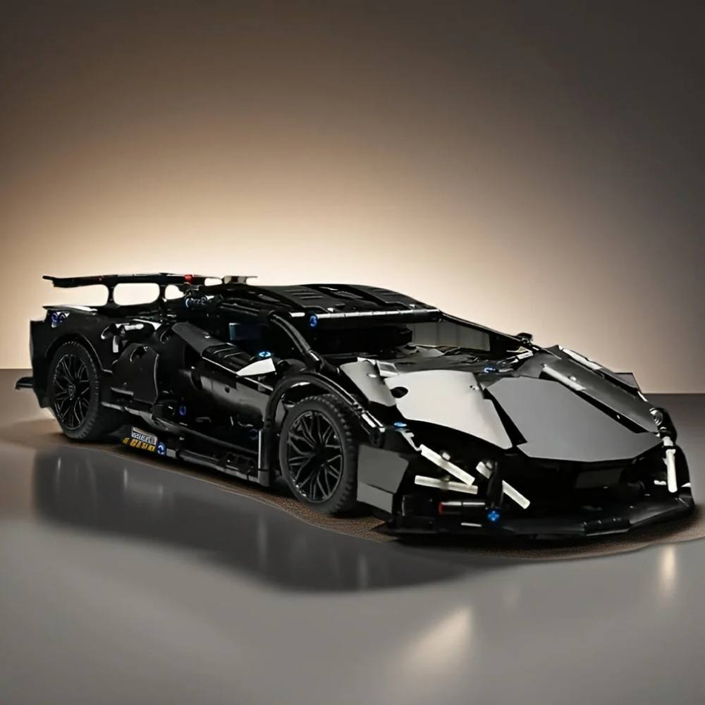 Detailed Sports Car Building Block Set with Working Headlights and Opening Doors, 1288 Pieces All Vera Mart