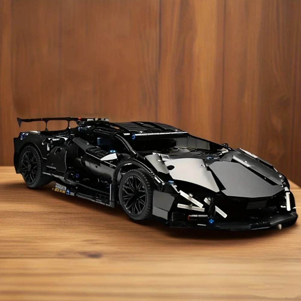 Detailed Sports Car Building Block Set with Working Headlights and Opening Doors, 1288 Pieces All Vera Mart
