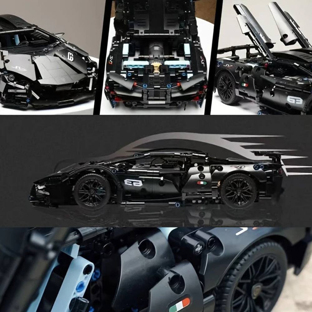 Detailed Sports Car Building Block Set with Working Headlights and Opening Doors, 1288 Pieces All Vera Mart