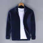 Slim Fit Zip Cardigan with Soft Knit Fabric and Ribbed Cuffs All Vera Mart