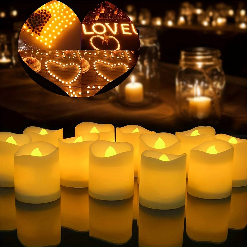 LED Tealight Candles with Flickering Effect and Battery Operation for Events All Vera Mart