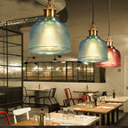 Glass Pendant Light with Adjustable Cable and Iron Frame for Indoor Dining All Vera Mart