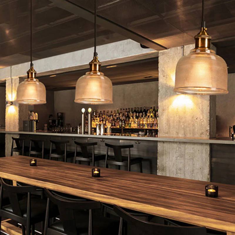 Glass Pendant Light with Adjustable Cable and Iron Frame for Indoor Dining All Vera Mart