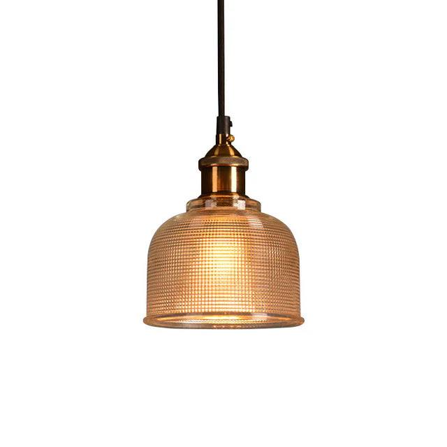 Glass Pendant Light with Adjustable Cable and Iron Frame for Indoor Dining All Vera Mart