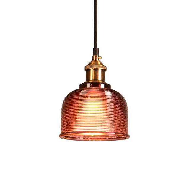 Glass Pendant Light with Adjustable Cable and Iron Frame for Indoor Dining All Vera Mart